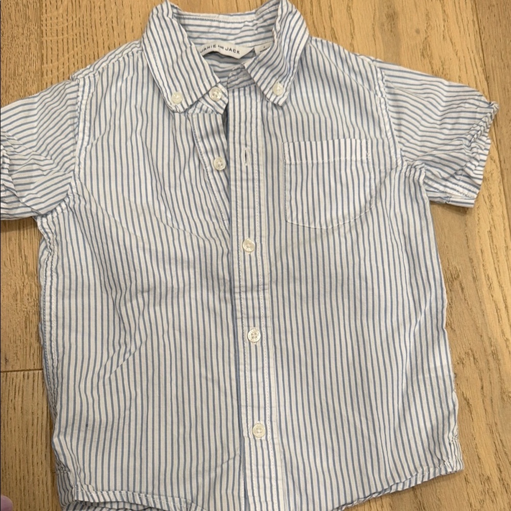 Janie and Jack 3T Blue & White Striped Kids Button-Up Shirt